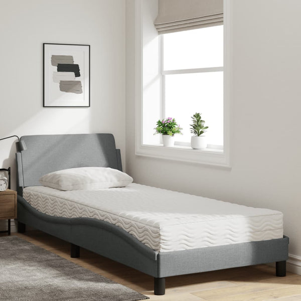 vidaXL Bed with Mattress "Dover" Light Grey 80x200 cm Fabric
