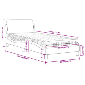 Bett mit Matratze Dover Dunkelgrau 80x200 cm