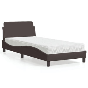 Bett mit Matratze Dunkelbraun 80x200 cm