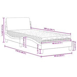 Bett mit Matratze Dover Taupe 80x200 cm