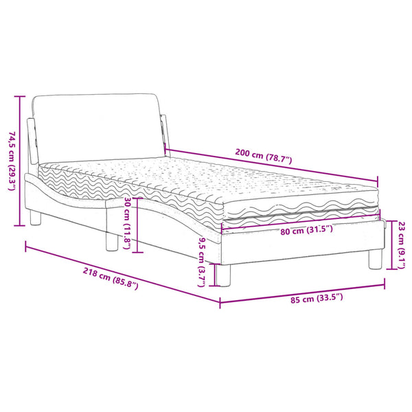 Bett mit Matratze Creme 80x200 cm