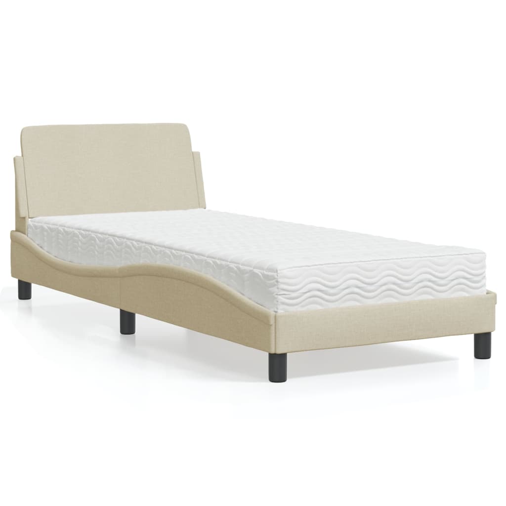 Bett mit Matratze Creme 80x200 cm
