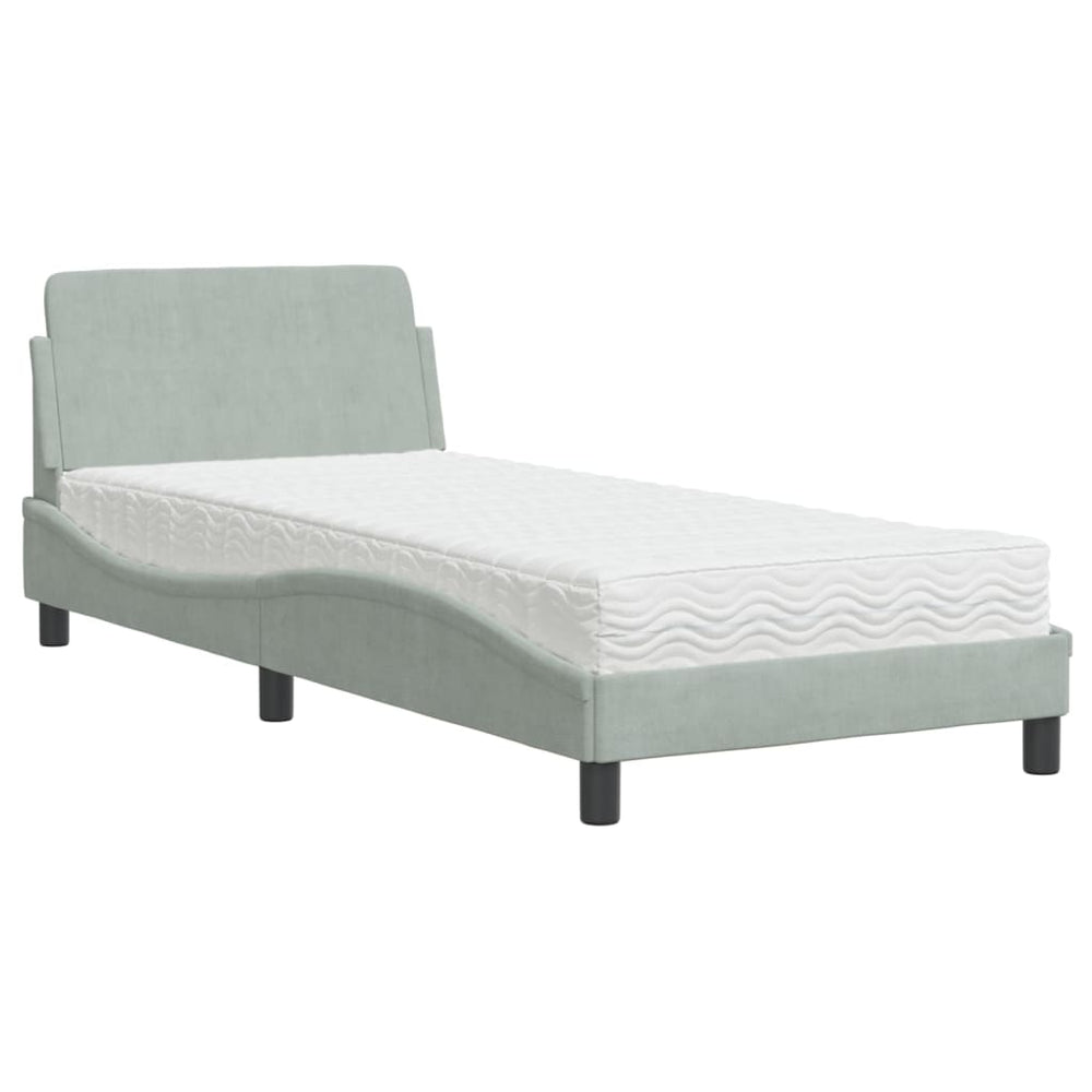 vidaXL Lit avec matelas "Dover" Gris clair 80x200 cm Velours
