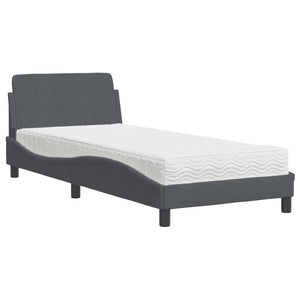 vidaXL Lit avec matelas « Dover » Gris foncé 80x200 cm Velours