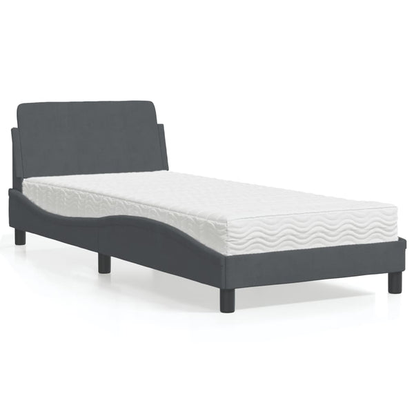 vidaXL Lit avec matelas « Dover » Gris foncé 80x200 cm Velours