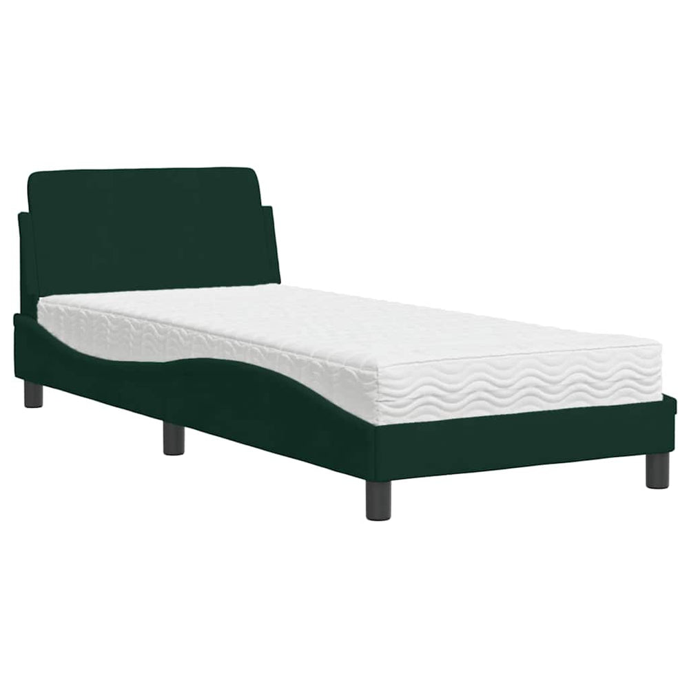 vidaXL Lit avec matelas "Dover" vert foncé 80x200 cm velours