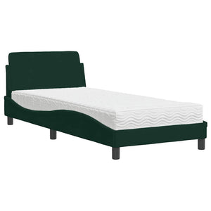 vidaXL Lit avec matelas "Dover" vert foncé 80x200 cm velours