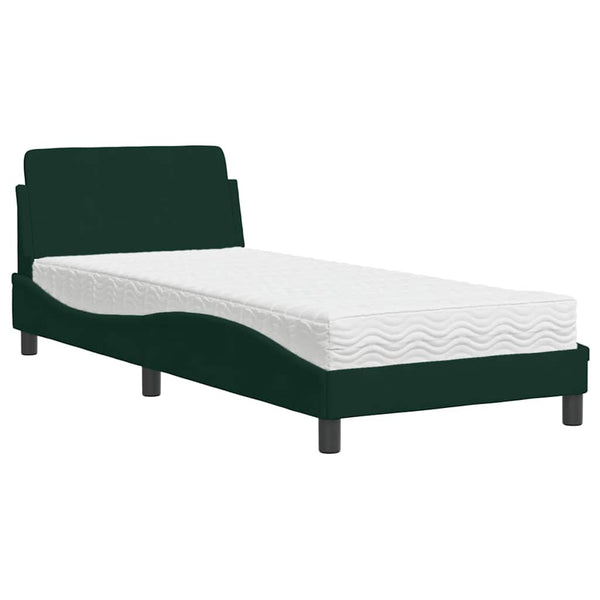 vidaXL Lit avec matelas "Dover" vert foncé 80x200 cm velours