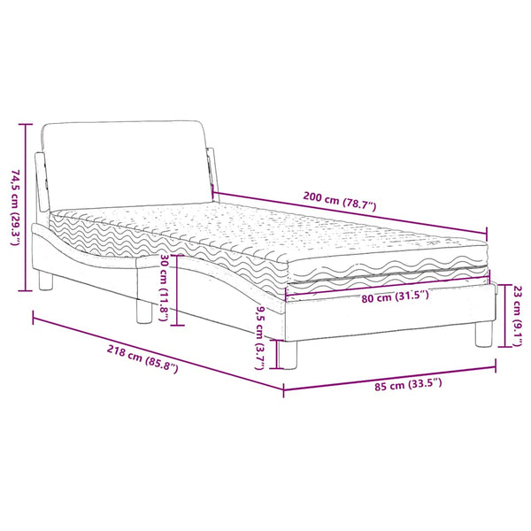 vidaXL Lit avec matelas "Dover" vert foncé 80x200 cm velours