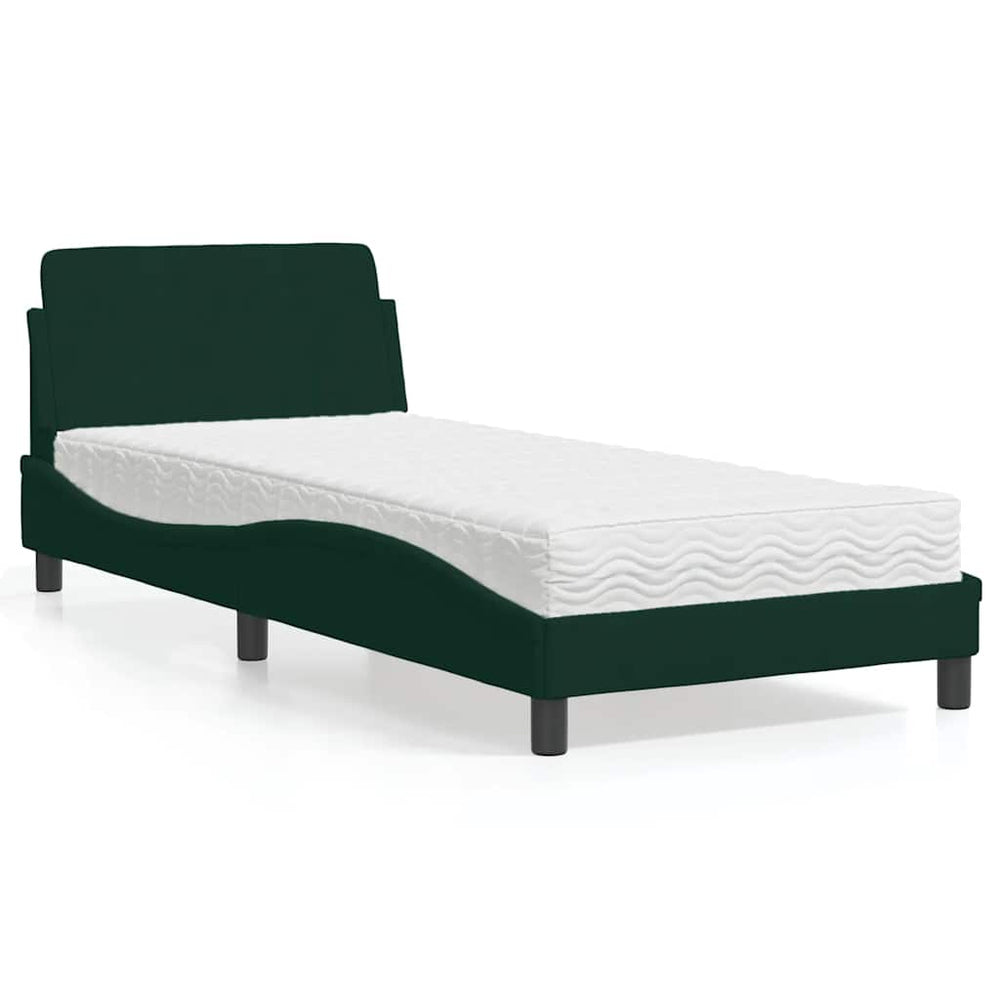 vidaXL Lit avec matelas "Dover" vert foncé 80x200 cm velours