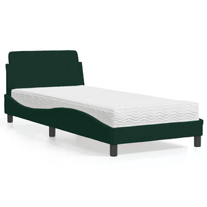 vidaXL Lit avec matelas "Dover" vert foncé 80x200 cm velours
