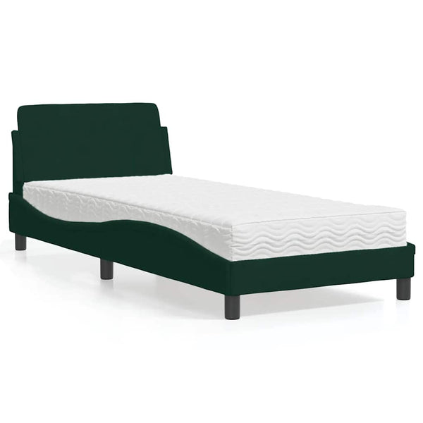 vidaXL Lit avec matelas "Dover" vert foncé 80x200 cm velours