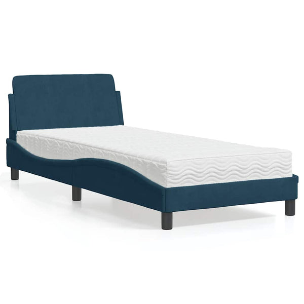 vidaXL Lit avec matelas "Dover" bleu 80x200 cm velours