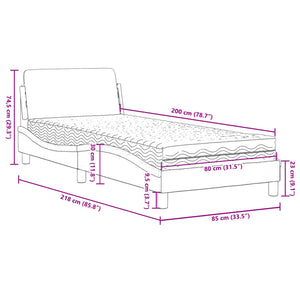 vidaXL Bed with Mattress "Dover" Pink 80x200 cm Velvet