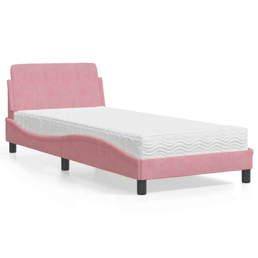 vidaXL Bed with Mattress "Dover" Pink 80x200 cm Velvet