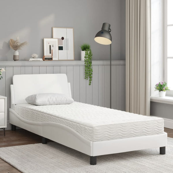 vidaXL Lit avec matelas « Dover » Blanc 80x200 cm Similicuir