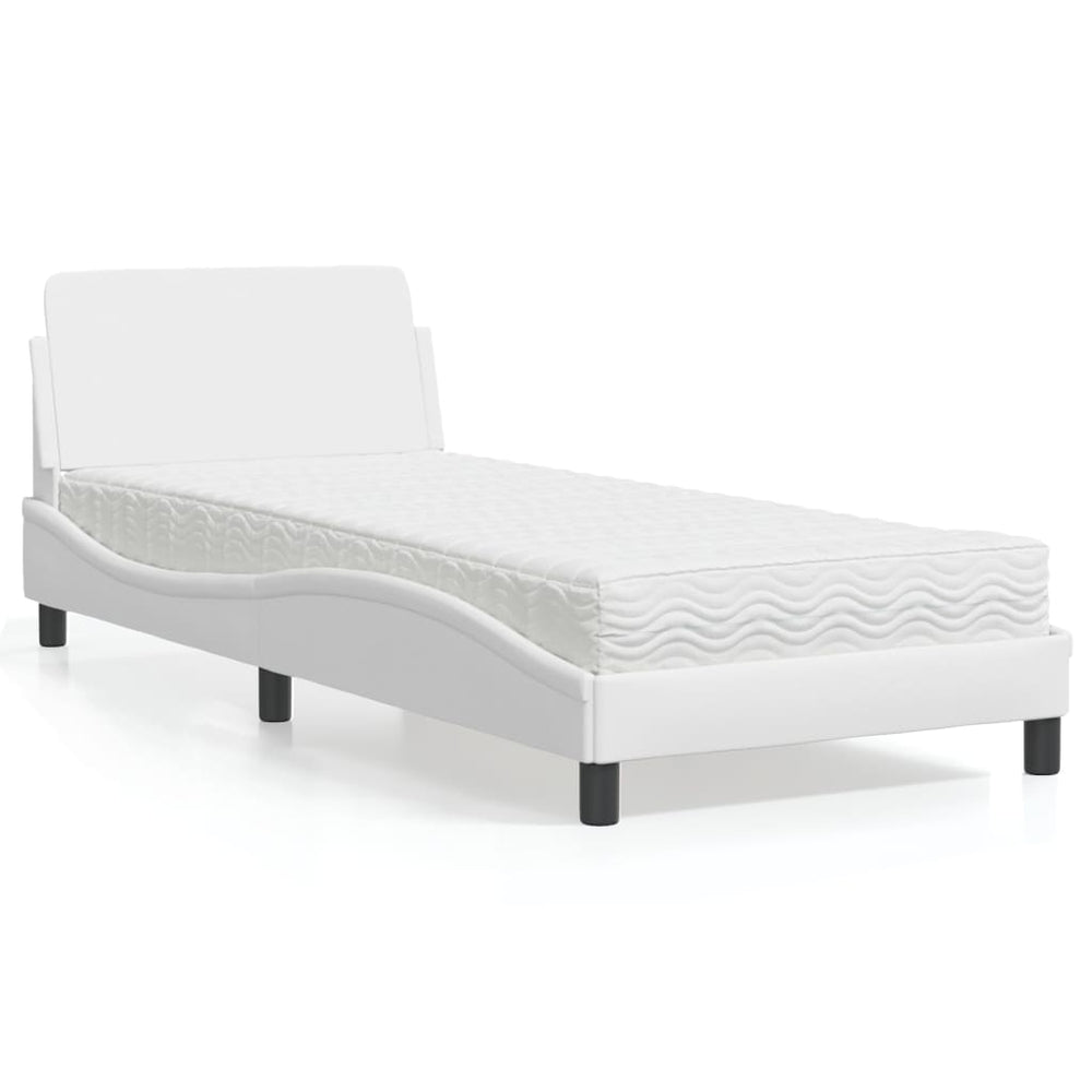 vidaXL Lit avec matelas « Dover » Blanc 80x200 cm Similicuir