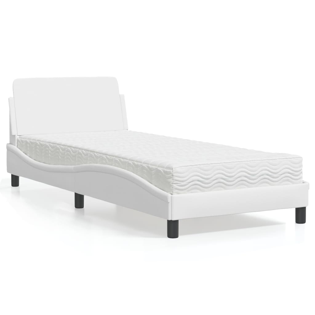 vidaXL Lit avec matelas « Dover » Blanc 80x200 cm Similicuir