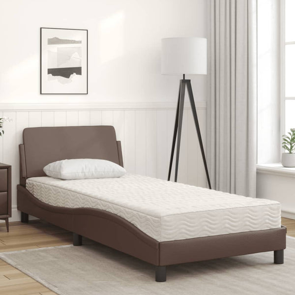 vidaXL Lit avec matelas « Dover » Marron 80x200 cm Similicuir