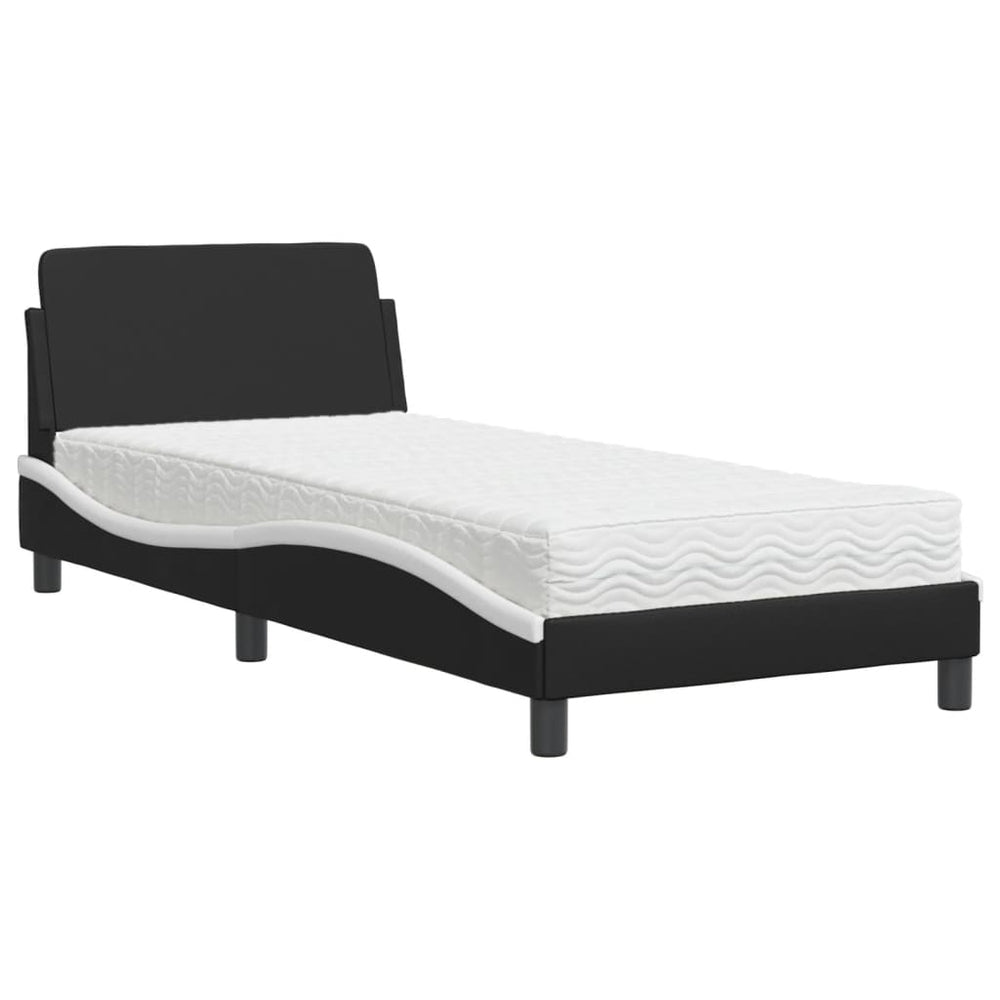 vidaXL Lit avec matelas "Dover" noir et blanc 80x200 cm similicuir