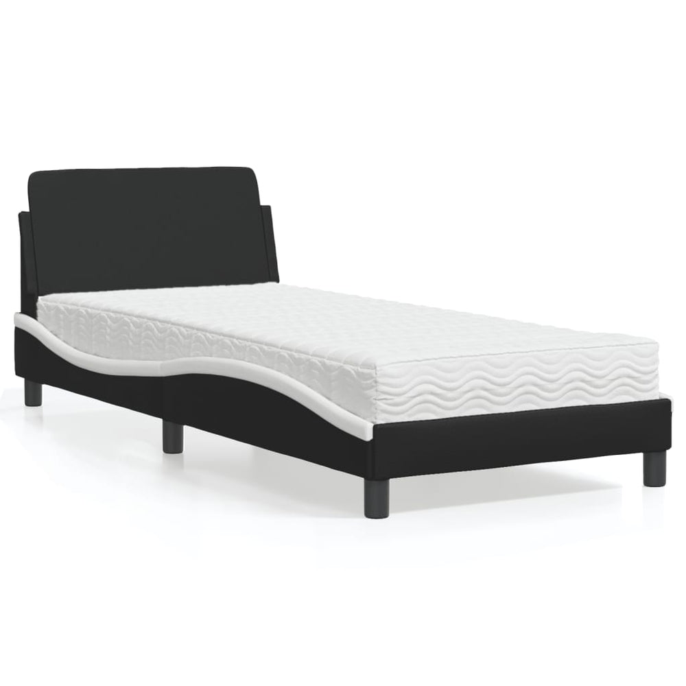vidaXL Lit avec matelas "Dover" noir et blanc 80x200 cm similicuir