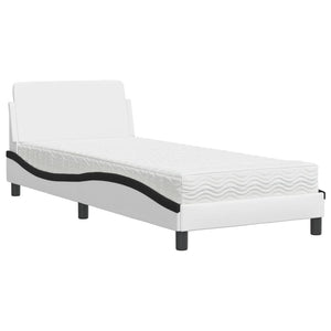 Bett mit Matratze 80x200 cm Kunstleder Weiß/Schwarz