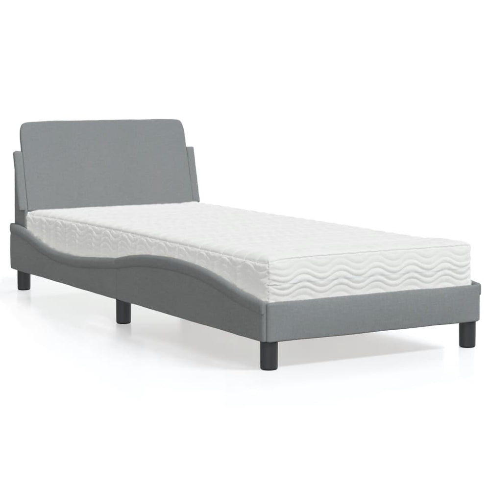 vidaXL Lit avec matelas "Dover" Gris clair 90x190 cm Tissu