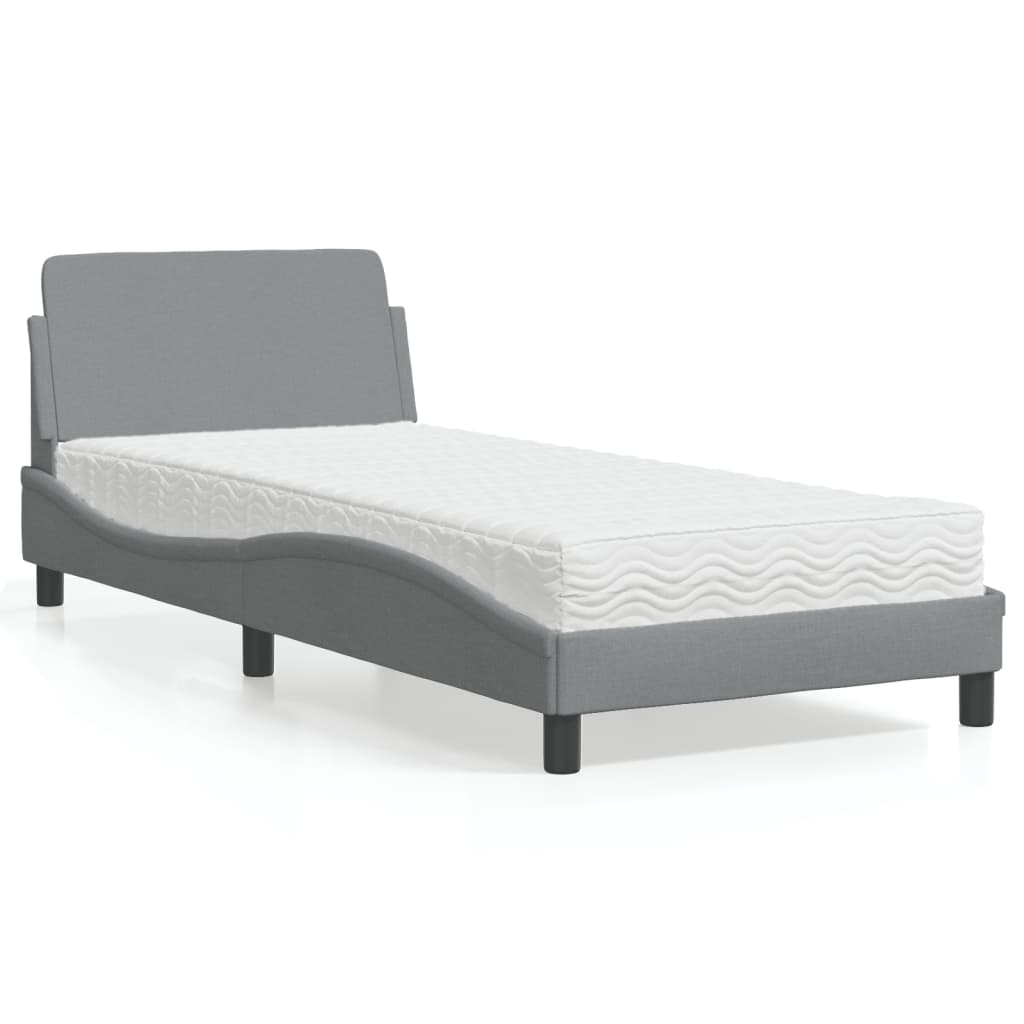 vidaXL Bed with Mattress "Dover" Light Grey 90x190 cm Fabric