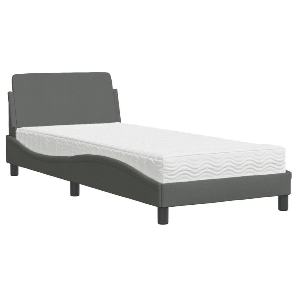 Bett mit Matratze Dunkelgrau 90x190 cm