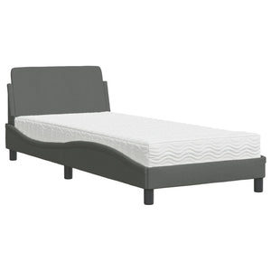 vidaXL Lit avec matelas « Dover » gris foncé 90x190 cm tissu