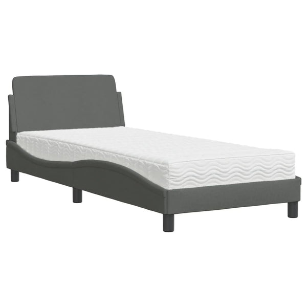vidaXL Lit avec matelas « Dover » gris foncé 90x190 cm tissu