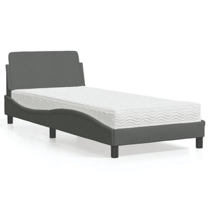 vidaXL Lit avec matelas « Dover » gris foncé 90x190 cm tissu