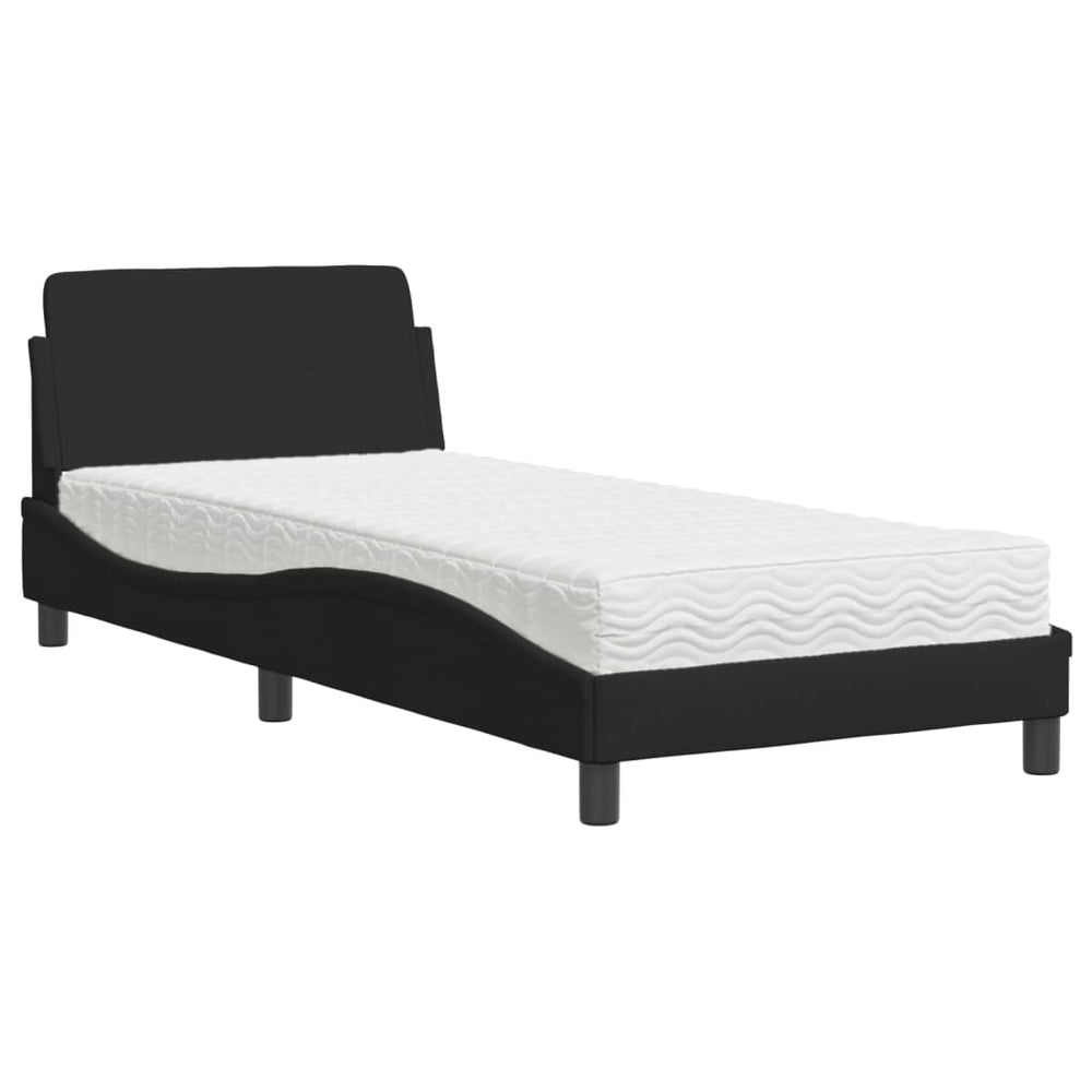 vidaXL Lit avec matelas « Dover » Noir 90x190 cm Tissu