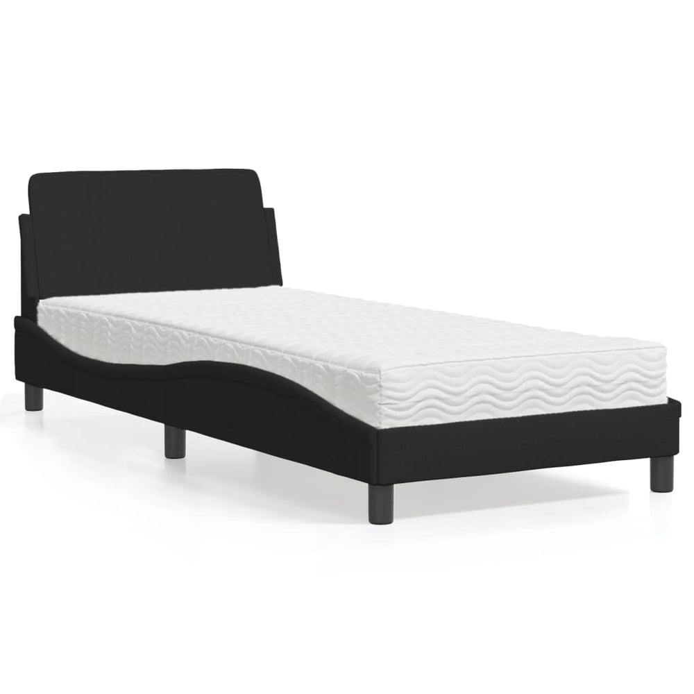 vidaXL Lit avec matelas « Dover » Noir 90x190 cm Tissu