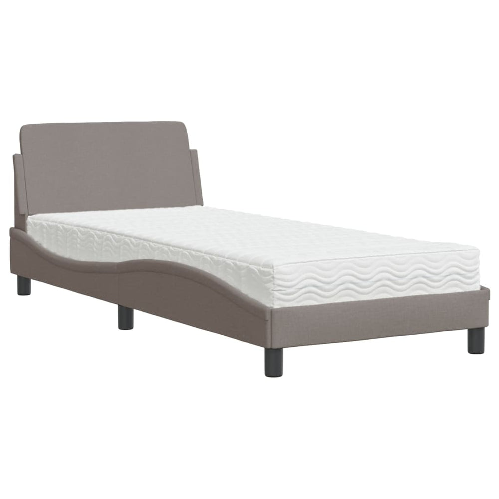 vidaXL Lit avec matelas "Dover" Taupe 90x190 cm Tissu