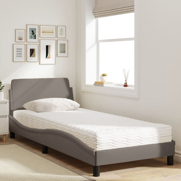 vidaXL Lit avec matelas "Dover" Taupe 90x190 cm Tissu