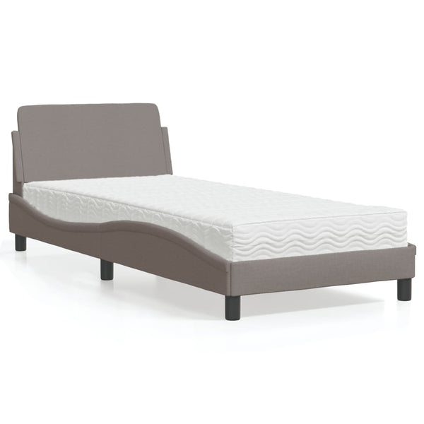 vidaXL Lit avec matelas "Dover" Taupe 90x190 cm Tissu