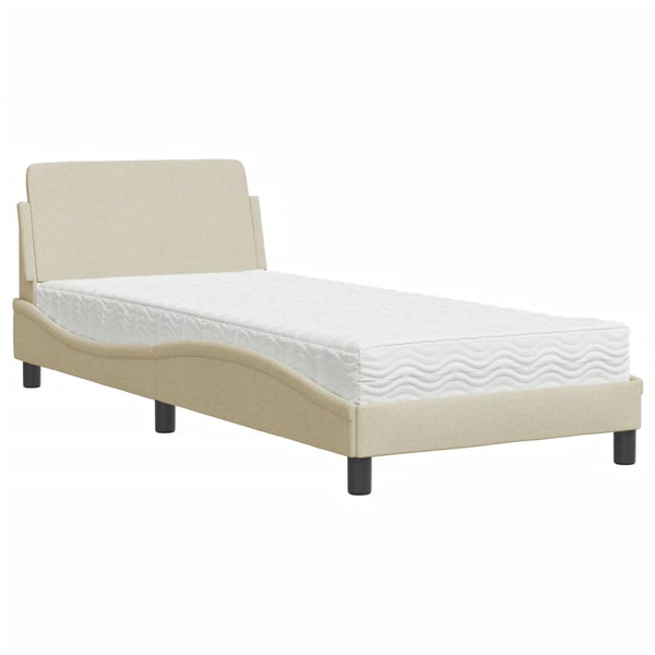 vidaXL Lit avec matelas "Dover" crème 90x190 cm tissu