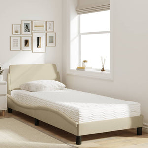 vidaXL Lit avec matelas "Dover" crème 90x190 cm tissu