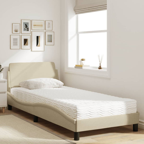 vidaXL Lit avec matelas "Dover" crème 90x190 cm tissu