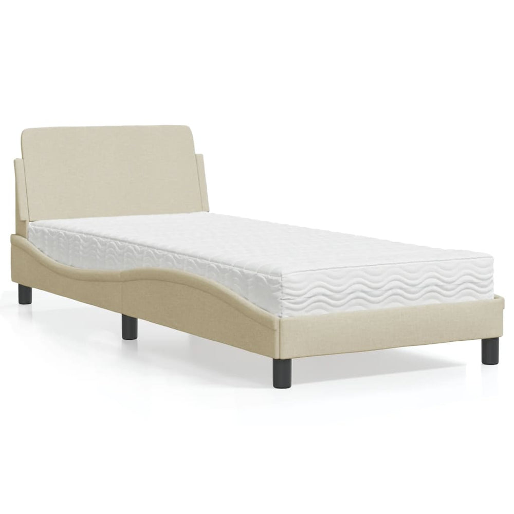 vidaXL Lit avec matelas "Dover" crème 90x190 cm tissu