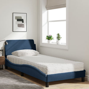 vidaXL Lit avec matelas « Dover » bleu 90x190 cm tissu