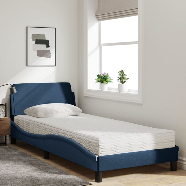 vidaXL Lit avec matelas « Dover » bleu 90x190 cm tissu