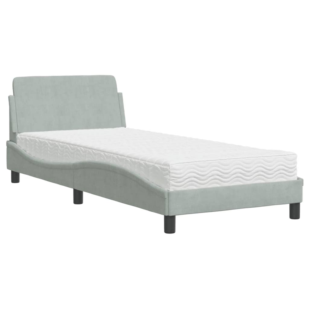 vidaXL Lit avec matelas "Dover" Gris clair 90x190 cm Velours