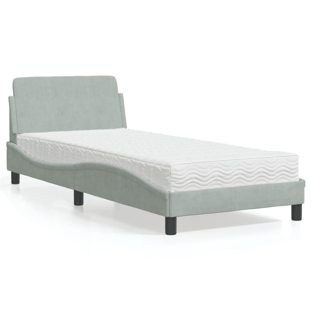 vidaXL Lit avec matelas "Dover" Gris clair 90x190 cm Velours