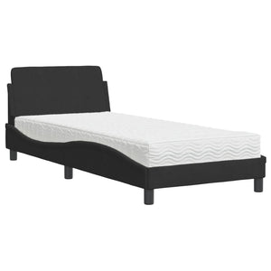 Bett mit Matratze Dover Schwarz 90x190 cm Samt
