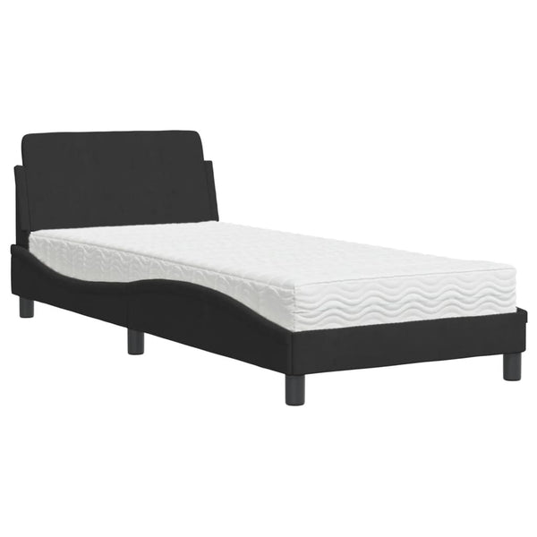 Bett mit Matratze Dover Schwarz 90x190 cm Samt