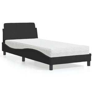 Bett mit Matratze Dover Schwarz 90x190 cm Samt