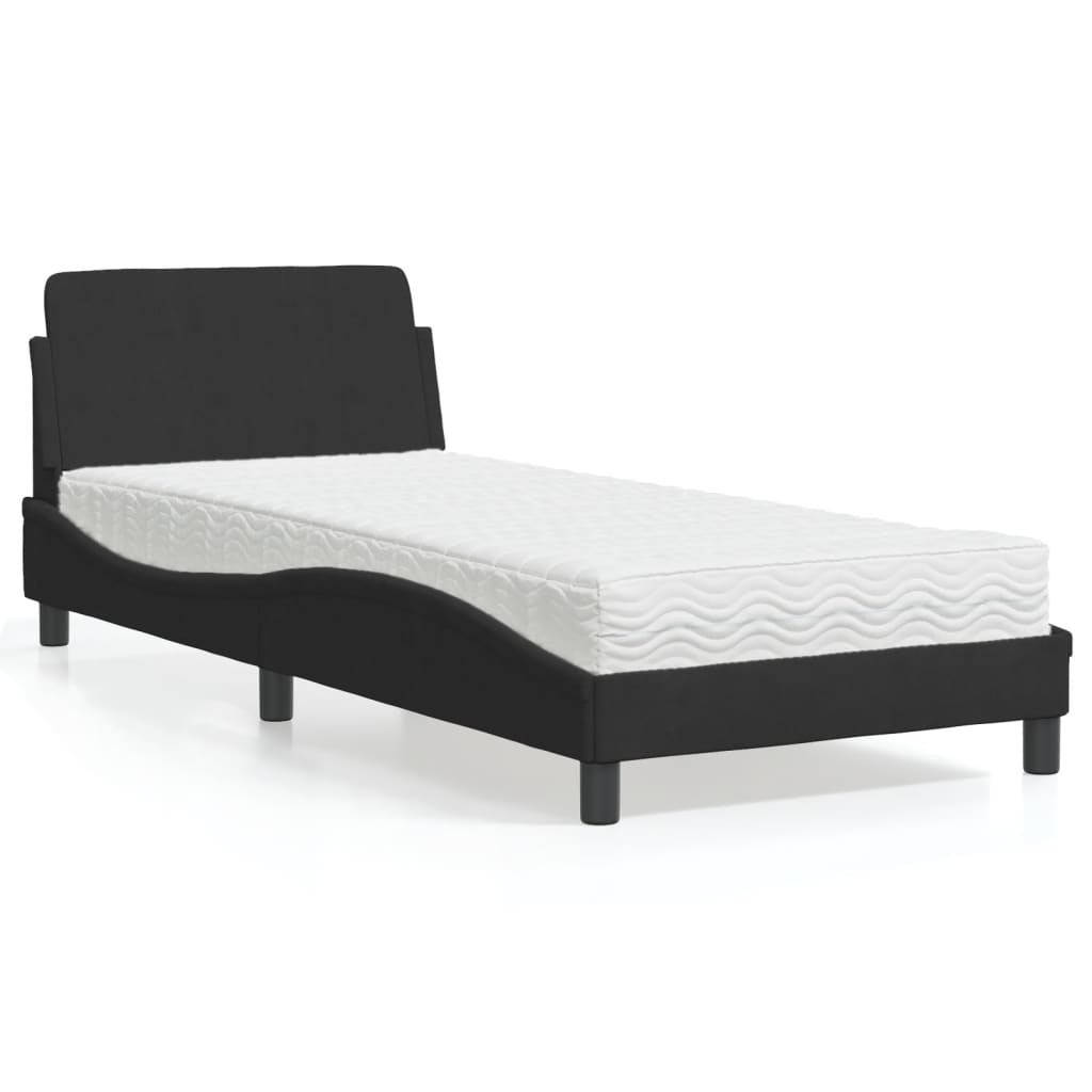 Bett mit Matratze Dover Schwarz 90x190 cm Samt