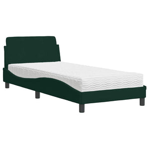 vidaXL Lit avec matelas "Dover" Vert foncé 90x190 cm Velours